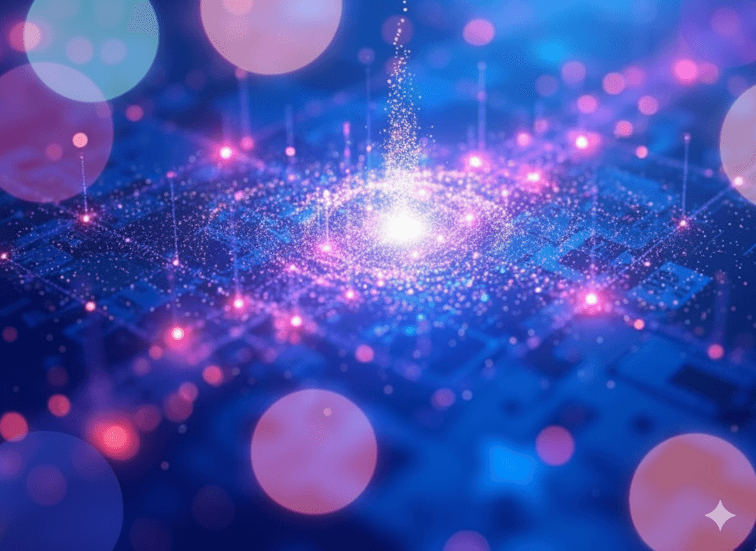 An abstract visualization of a technology grid representing a strategic journey.